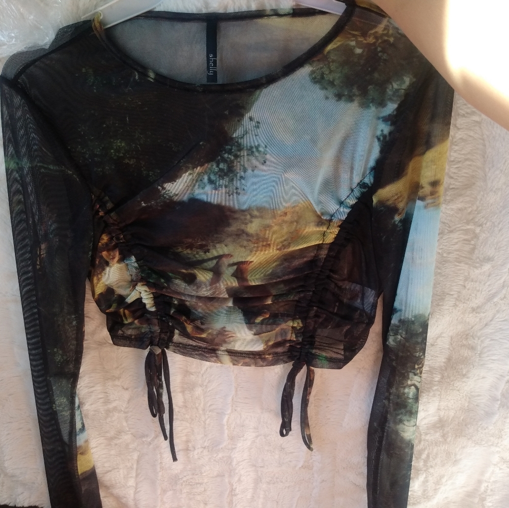 Long sleeve transparent blouse